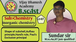 Lt07Bsc1stInorganic chemistry Shape of subshellAufbau principle Hunds rule [upl. by Dviad]