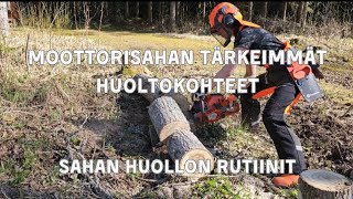 Moottorisahan tärkeimmät huoltokohteet ja huoltamisen rutiinit [upl. by Nylesaj254]