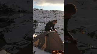 Snow camping on the Tour Du Mont Blanc tmb hiking backpacking camping mountains [upl. by Hehre]