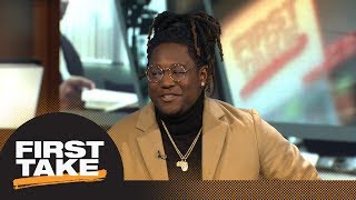 Shaquem Griffin shares some serious hot takes during interview  First Take  ESPN [upl. by Heer635]