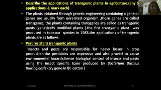 Applications of Transgenic plants in agriculture [upl. by Icyac]