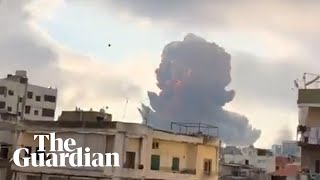 Beirut explosion footage shows massive blast shaking Lebanons capital [upl. by Irol]