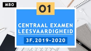 Mbo centraal examen leesvaardigheid 3F 20192020  DEEL 1 [upl. by Hadrian]