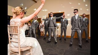 SURPRISE WEDDING DANCE Groomsmen surprise the bride with epic dance [upl. by Ralaigh]