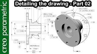 Drawing Detailing in Creo Parametric with GDampT Part02 Drawing Views and Dimensions [upl. by Noisla149]