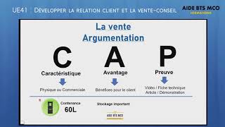 AIDE BTS MCO  Construire une argumentation avec la méthode CAP  Relation client et vente conseil [upl. by Ymar]