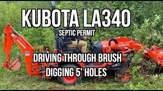 Kubota LA340  Digging holes and stress testing offroad capability [upl. by Lejeune]