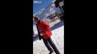 Ski Flipping Showoff Results in Broken Bus Window [upl. by Nauht]