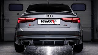 Audi RS3 8V Saloon Launch  REVO Stage 1  Milltek Sport [upl. by Ecirtram84]