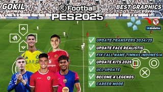 eFootball PES 2025 PPSSPP Download English version Update New Kits 2425 New Transfers HD Graphics [upl. by Lunetta279]