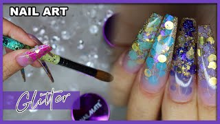 💜 CHUNKY Glitter Acrylic nails 🌈 [upl. by Berman]