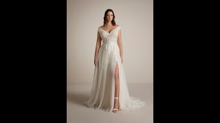 Modernes Brautkleid für Curvy Brides mit Carmenkragen und geschlitztem Rock bridetobe [upl. by Moria754]