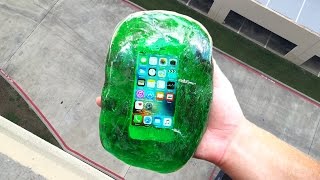 Can Flubber Protect an iPhone SE from 100 FT Drop Test [upl. by Llechtim974]