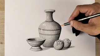 how to draw  how to draw still life  easy drawing  pencil drawing رسم سهل  رسم طبيعة صامتة [upl. by Jarrell]