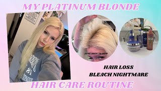 platinum blonde hair care routine  my product favs for damaged hair and hair loss  bleach fail [upl. by Yraillih]