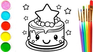 How to Daw Birthday Cake  Easy Drawing Birthday Cake Step by Step  Drawing for Kids amp Toddlers [upl. by Hashimoto]