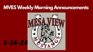 MVES Weekly Morning Announcements 22624 [upl. by Nels]