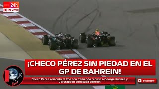 Checo Pérez remonta al 2do con tremendo rebase a George Russell y Verstappen se escapa GP de Bahrein [upl. by Mable414]