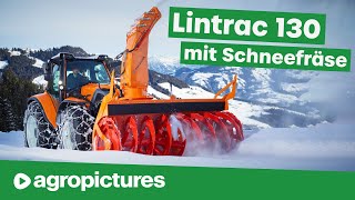 Lindner Lintrac 130 mit Kahlbacher Schneefräse KFS 850  Traktortechnik im Winterdienst [upl. by Lesya356]