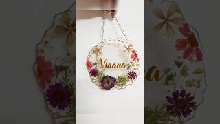 Resin Nameplate with real flowers cute floral botanical nameplatekids resin hanging nameplate diy [upl. by Jena]