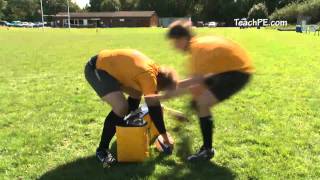 Rugby Drill  Rucking  Clearing a defender crossing arms [upl. by Nnitsuj294]