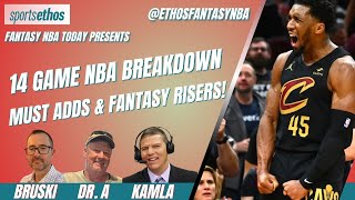 Massive 14 Game NBA Slate Fantasy Risers Fallers amp Must Add Players [upl. by Htebirol]