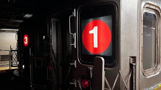 IRT 7th Ave Line 1 and 3 Trains EndBegin Service  Times Square42nd Street R62 R62A [upl. by Aerdnahc]