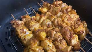 Garlic Parmesan Chicken Skewers  Air Fryer Chicken Kabobs [upl. by Stover]