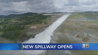 Water Flowing Again Down Rebuilt Oroville Dam Spillway [upl. by Albrecht]