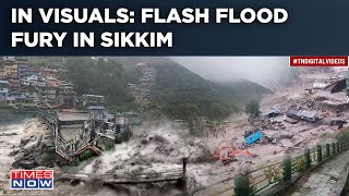 Sikkim Flash Floods Moments Of Horror As Cloudburst Wipes Out Roads Bridges 23 Soldiers Missing [upl. by Nonac611]