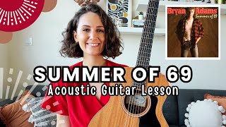 Summer of 69  Bryan Adams Acoustic Guitar Lesson Tutorial Fun and Easy [upl. by Esinrahs]