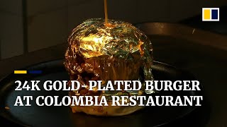 Restaurant in Colombia offers 24k goldplated burger amid Covid19 pandemic [upl. by Ednarb]