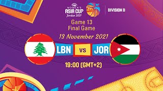 FINAL  Lebanon v Jordan  Full Game  FIBA Womens Asia Cup 2921  Division B [upl. by Anirahc309]