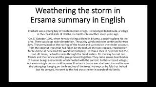 Weathering the Storm in Ersama summary in English [upl. by Xylina]