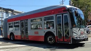 SF Muni 2015 New Flyer XDE60 6502 on Route M Ocean View Bus Turning at Market amp Church [upl. by Yniar]