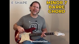 Minor 7 Barre Chord  E Shape shorts guitartutorial guitarlesson guitar guitarplayer guitarra [upl. by Levins]