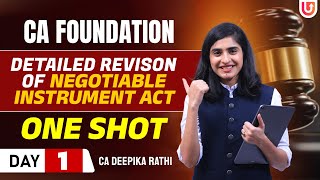 Negotiable Instrument Act Revision  CA Foundation 2024  CA Deepika Rathi [upl. by Adore]