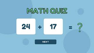 2 Digit Addition Math Quiz 1 [upl. by Hsihsa]