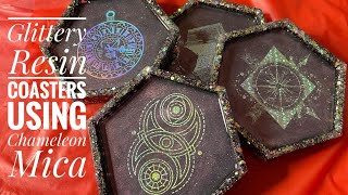 DIY Glitter Resin Coasters with StickersStickers in Resin Coasters [upl. by Ailekat244]