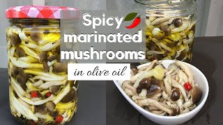 EASY SPICY MARINATED MUSHROOMS IN OLIVE OIL  ANTIPASTO  FUNGHI SOTTOLIO [upl. by Ellenig]