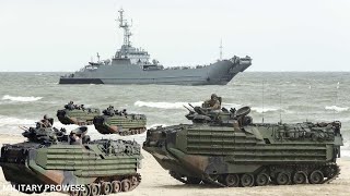 US marines amphibious tanks operate on the coast [upl. by Grondin786]