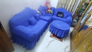 How To Fitting Corner Sofa Cover।।Orginal Turki SofaChairampDivan Cover।।সোফা কভার।। [upl. by Schonthal]