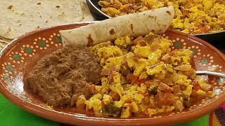 HEARTY MEXICAN BREAKFAST  SPAM and Eggs Rancheros Refried Beans Homemade Flour tortillas ❤ [upl. by Taima]