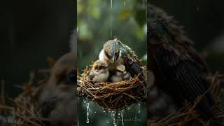 Parrot Mom Keeps Her Chicks Safe in Rain mother birds parrot rainsounds viralvideo [upl. by Courtenay]