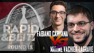 Fabiano Caruana vs Maxime VachierLagrave MVL  Saint Louis Blitz 2023  R18 [upl. by Asserak]