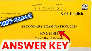 Rbse 10th English Paper Answer key 2024  Rbse 10th c English Paper Solution 2024 [upl. by Lokcin201]