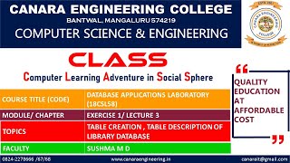 VTU DBA LAB18CSL58VTU DBA LAB18CSL58TABLE CREATION IN LIBRARY DATABASEEXERCISE1E1L1E1L3 [upl. by Erny]