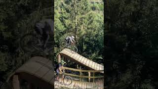 Sending the wooden feature at Green hill bike park mtb mountainbikejumps goodtimes germany [upl. by Pruchno]