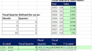 Highline Excel 2016 Class 09 Date Formulas and Date Functions including Fiscal Quarter amp Year [upl. by Siladnerb111]