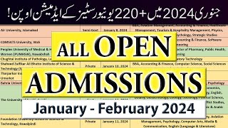 All Open Admissions in January 2024  220 GovtPrivate Universities Admissions Open [upl. by Lalat]